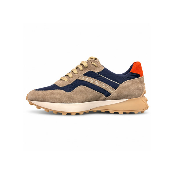Navy & Taupe Suede-Panel Sneakers – SH-085